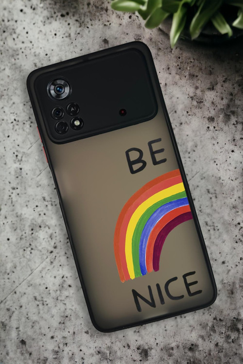 Poco X4 Pro Uyumlu Be Nice Desenli Buzlu Şeffaf Lüx Telefon Kılıfı