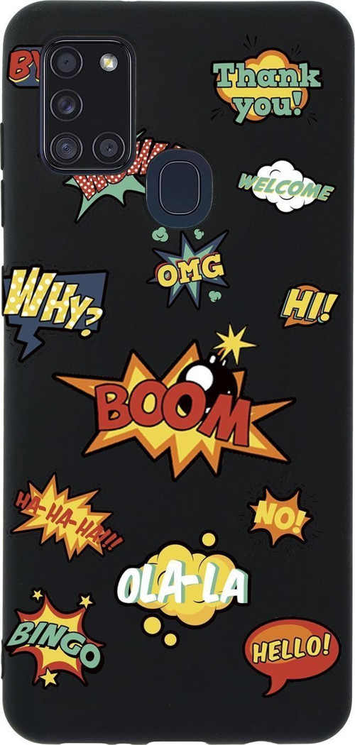 Samsung A21S Stickers Desenli Premium Silikonlu Telefon Kılıfı