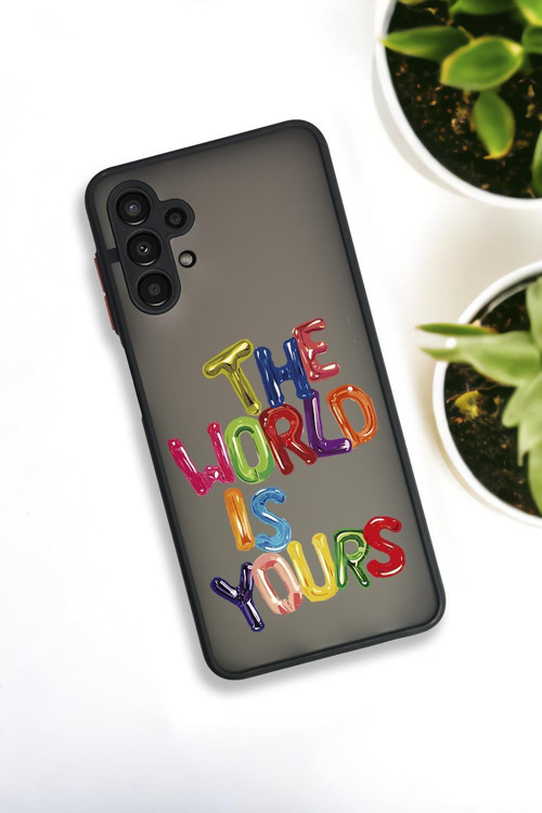 Samsung A13 Uyumlu The World Desenli Buzlu Şeffaf Lüx Telefon Kılıfı