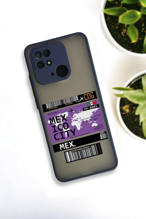 Xiaomi Redmi 10C Uyumlu Mexico Ticket Desenli Buzlu Şeffaf Lüx Telefon Kılıfı