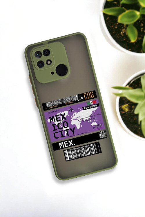 Xiaomi Redmi 10C Uyumlu Mexico Ticket Desenli Buzlu Şeffaf Lüx Telefon Kılıfı