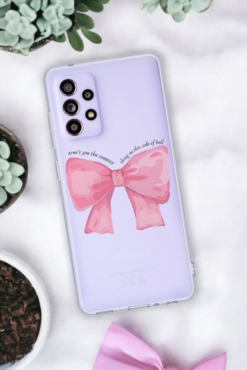 Samsung A13 Uyumlu Pembe Kurdele Premium Şeffaf Silikon Kılıf