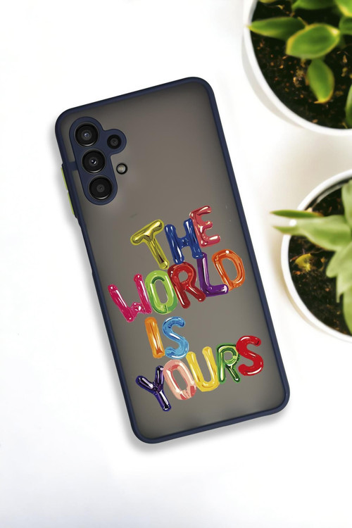 Samsung A13 Uyumlu The World Desenli Buzlu Şeffaf Lüx Telefon Kılıfı