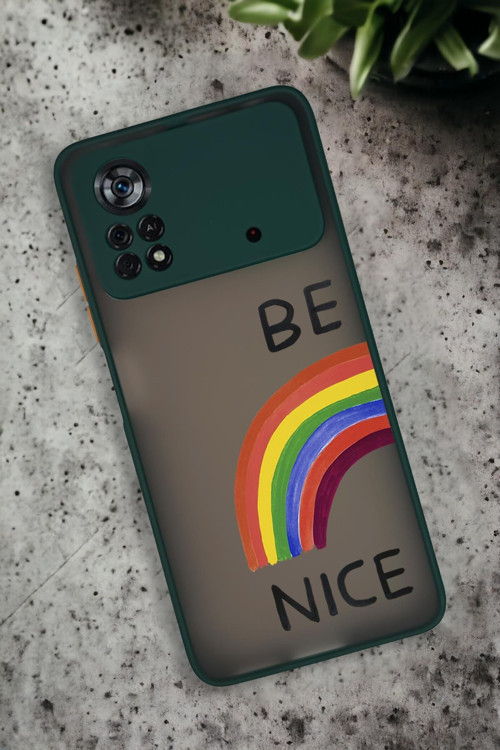 Poco X4 Pro Uyumlu Be Nice Desenli Buzlu Şeffaf Lüx Telefon Kılıfı