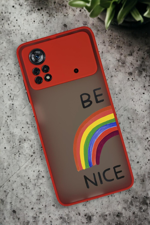 Poco X4 Pro Uyumlu Be Nice Desenli Buzlu Şeffaf Lüx Telefon Kılıfı