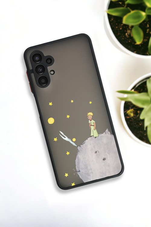 Samsung A13 Uyumlu Küçük Prens Desenli Buzlu Şeffaf Lüx Telefon Kılıfı