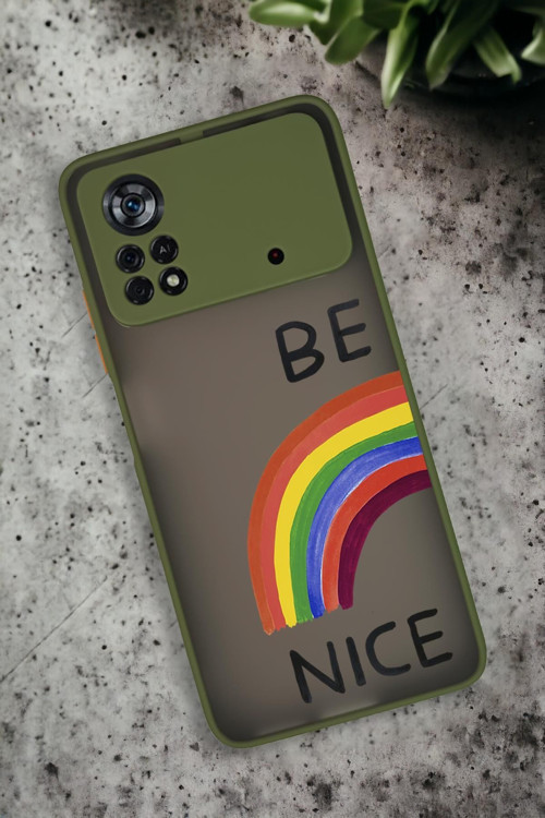 Poco X4 Pro Uyumlu Be Nice Desenli Buzlu Şeffaf Lüx Telefon Kılıfı