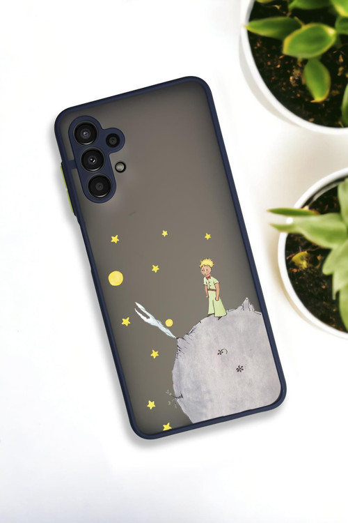 Samsung A13 Uyumlu Küçük Prens Desenli Buzlu Şeffaf Lüx Telefon Kılıfı