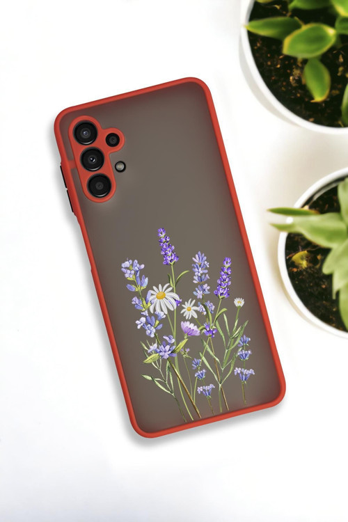 Samsung A13 Uyumlu Lavender Desenli Buzlu Şeffaf Lüx Telefon Kılıfı