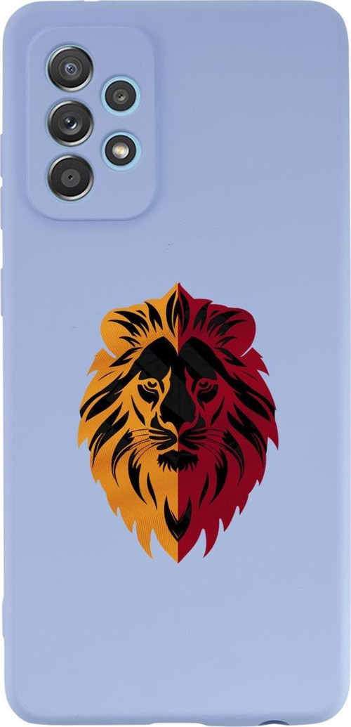 Samsung A13 Uyumlu Sarı Kırmızı Aslan Desenli Premium Silikonlu Telefon Kılıfı