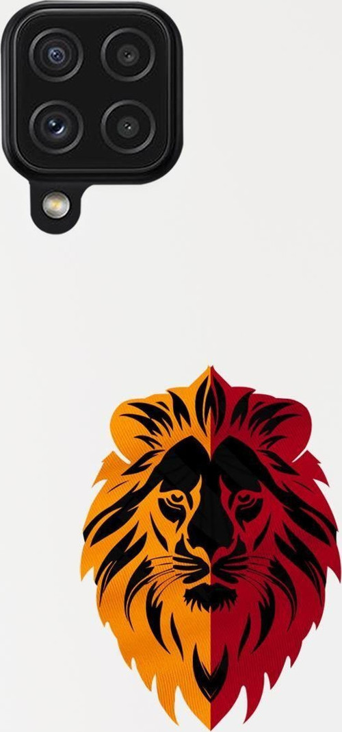 Samsung A22 Uyumlu Sarı Kırmızı Aslan Desenli Premium Silikonlu Telefon Kılıfı