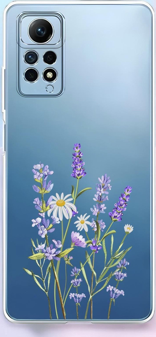 Redmi Note 12 Pro Uyumlu Lavender Desenli Premium Silikonlu Şeffaf Telefon Kılıfı