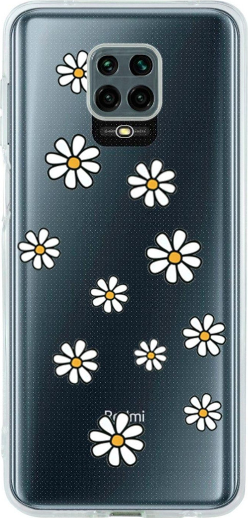 Redmi Note 9 Pro Uyumlu Papatya Şelalesi Desenli Premium Şeffaf Silikon Kılıf
