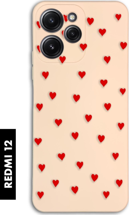 Xiaomi Redmi 12 Uyumlu Sevimli Kalpler Desenli Premium Silikonlu Lansman Telefon Kılıfı