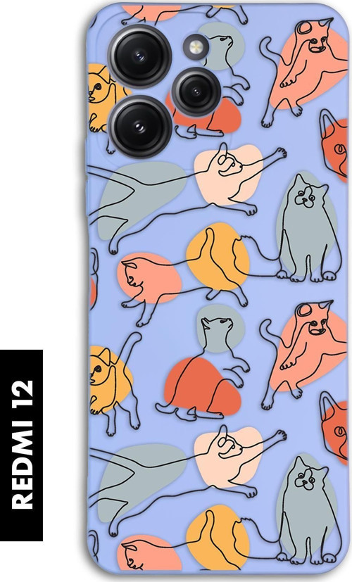 Xiaomi Redmi 12 Uyumlu Sevimli Kedi Figürleri Desenli Premium Silikonlu Lansman Telefon Kılıfı