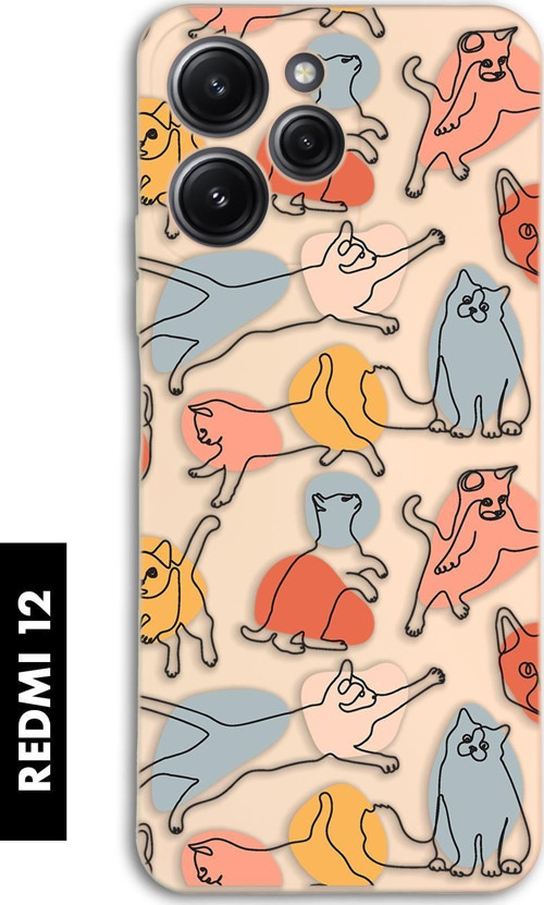 Xiaomi Redmi 12 Uyumlu Sevimli Kedi Figürleri Desenli Premium Silikonlu Lansman Telefon Kılıfı