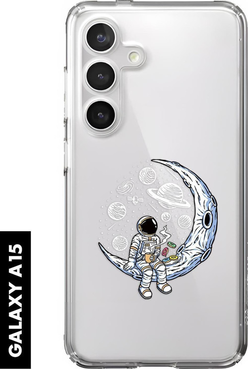 Samsung A25 Uyumlu Keyifli Astronot Desenli Premium Silikonlu Şeffaf Telefon Kılıfı