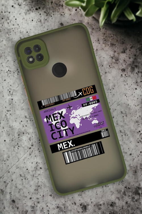 Xiaomi Redmi 9C Uyumlu Mexico Ticket Desenli Buzlu Şeffaf Lüx Telefon Kılıfı