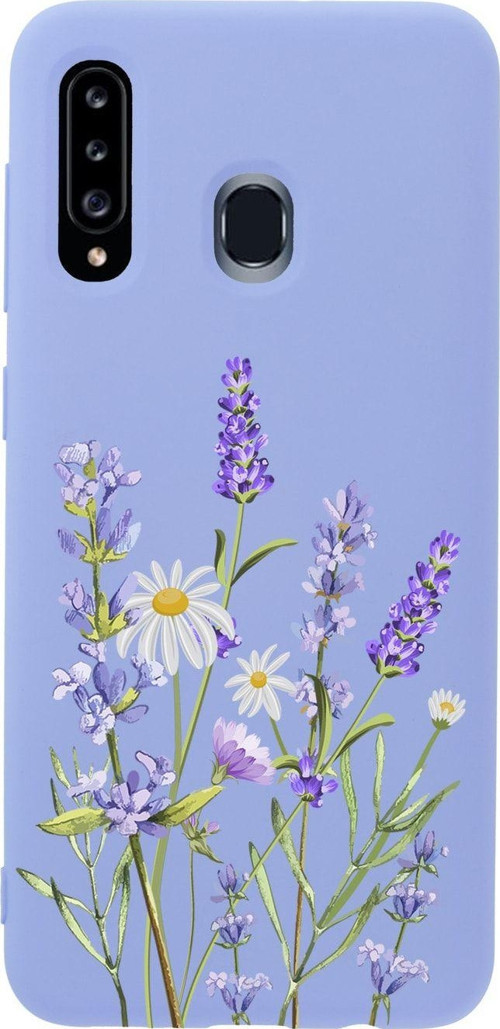 Samsung A20S Lavender Premium Silikonlu Lila Telefon Kılıfı