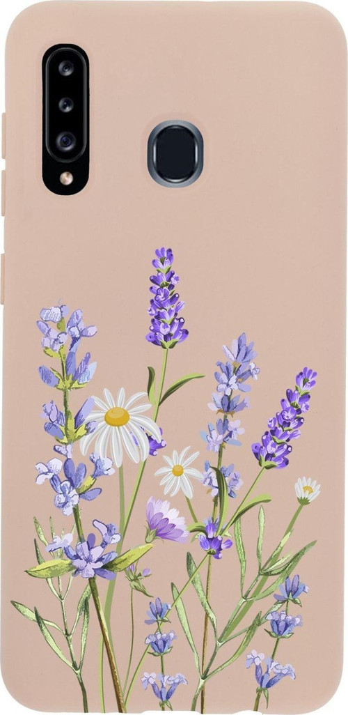 Samsung A20S Lavender Premium Silikonlu Pembe Telefon Kılıfı