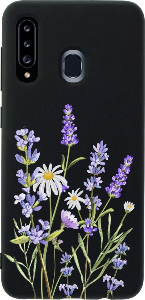 Samsung A20S Lavender Premium Silikonlu Siyah Telefon Kılıfı