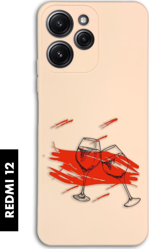 Xiaomi Redmi 12 Uyumlu Spilled Wine Desenli Premium Silikonlu Lansman Telefon Kılıfı