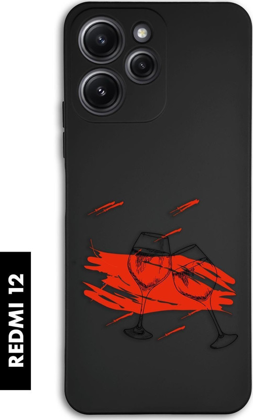 Xiaomi Redmi 12 Uyumlu Spilled Wine Desenli Premium Silikonlu Lansman Telefon Kılıfı