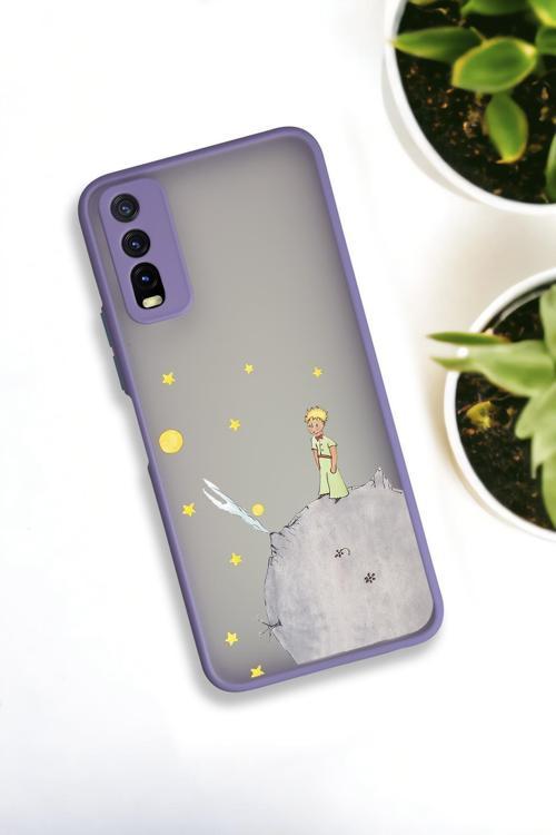 Vivo Y20 Uyumlu Küçük Prens Desenli Buzlu Şeffaf Lüx Telefon Kılıfı
