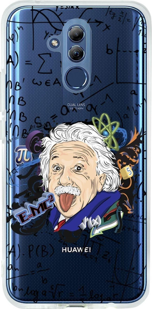 Huawei Mate 20 Lite Einstein In Formula Desenli Premium Şeffaf Silikon Kılıf