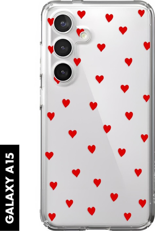 Samsung A25 Uyumlu Sevimli Kalpler Desenli Premium Silikonlu Şeffaf Telefon Kılıfı