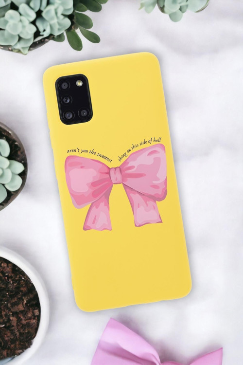 Samsung A31 Uyumlu Pembe Kurdele Premium Silikonlu Telefon Kılıfı