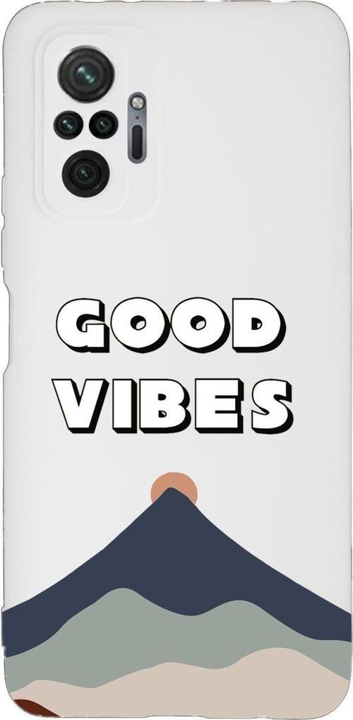 Xiaomi Redmi Note 10 Pro Uyumlu Good Vibes Desenli Premium Silikonlu Lansman Telefon Kılıfı