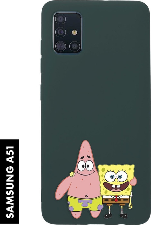 Samsung A51 Uyumlu Sünger Bob Ve Patrick Star Desenli Premium Silikonlu Lansman Telefon Kılıfı