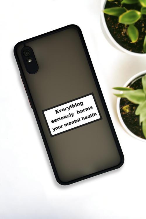 Xiaomi Redmi 9A Uyumlu Everything Desenli Buzlu Şeffaf Lüx Telefon Kılıfı