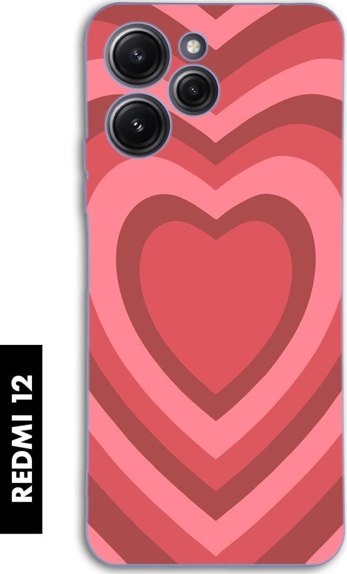 Xiaomi Redmi 12 Uyumlu Kırmızı Kalpler Desenli Premium Silikonlu Lansman Telefon Kılıfı