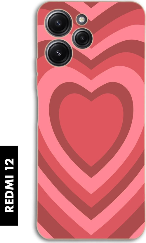Xiaomi Redmi 12 Uyumlu Kırmızı Kalpler Desenli Premium Silikonlu Lansman Telefon Kılıfı