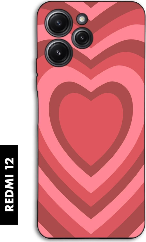 Xiaomi Redmi 12 Uyumlu Kırmızı Kalpler Desenli Premium Silikonlu Lansman Telefon Kılıfı