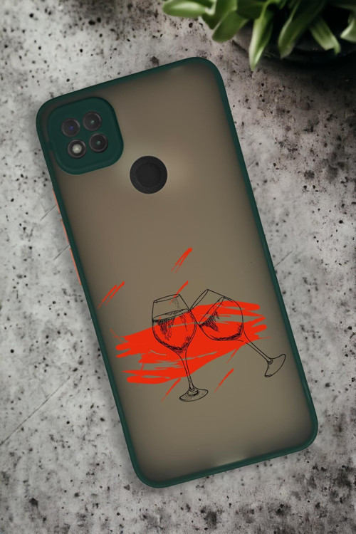 Xiaomi Redmi 9C Uyumlu Spilled Wine Desenli Buzlu Şeffaf Lüx Telefon Kılıfı