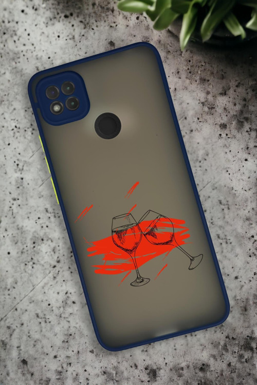 Xiaomi Redmi 9C Uyumlu Spilled Wine Desenli Buzlu Şeffaf Lüx Telefon Kılıfı