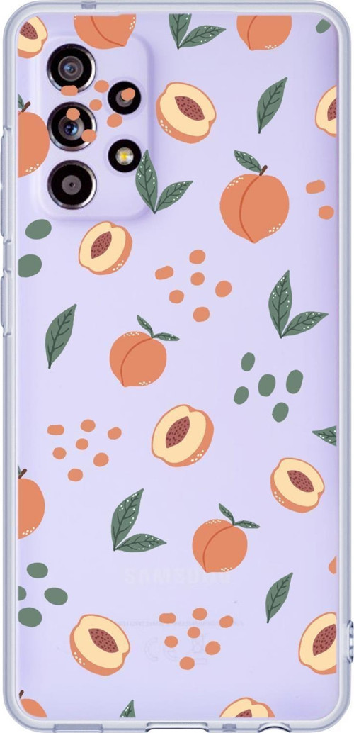 Samsung A32 Uyumlu Şeftali Pattern Premium Şeffaf Silikon Kılıf