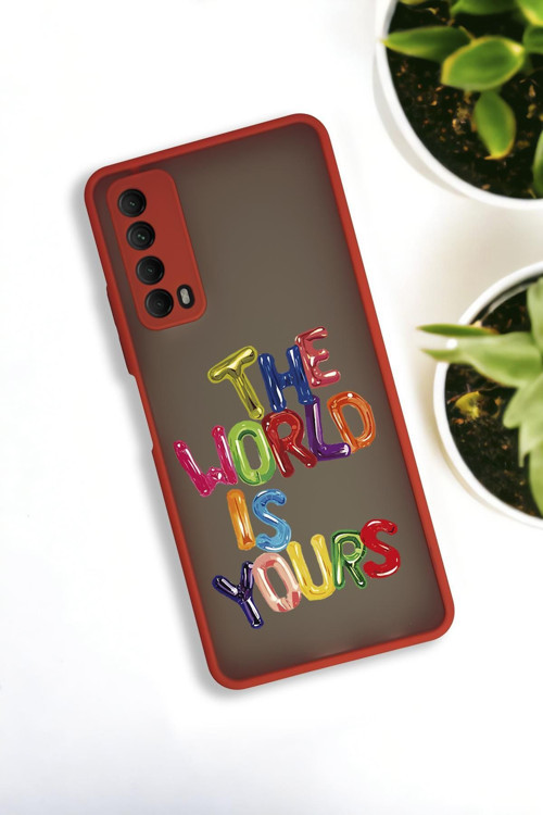Huawei P Smart 2021 Uyumlu The World Desenli Buzlu Şeffaf Lüx Telefon Kılıfı