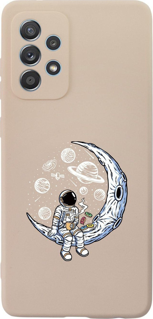 Samsung A32 Astronot Premium Silikonlu Pembe Telefon Kılıfı
