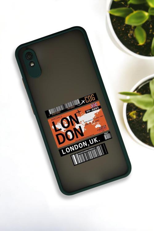 Xiaomi Redmi 9A Uyumlu London Yaprak Desenli Buzlu Şeffaf Lüx Telefon Kılıfı