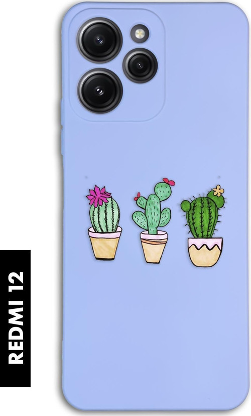Xiaomi Redmi 12 Uyumlu Üçlü Kaktüs Desenli Premium Silikonlu Lansman Telefon Kılıfı