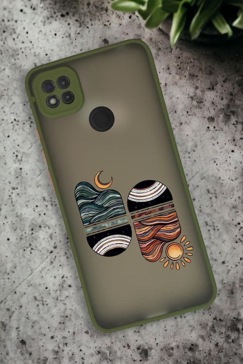 Xiaomi Redmi 9C Uyumlu Sunset Wave Desenli Buzlu Şeffaf Lüx Telefon Kılıfı