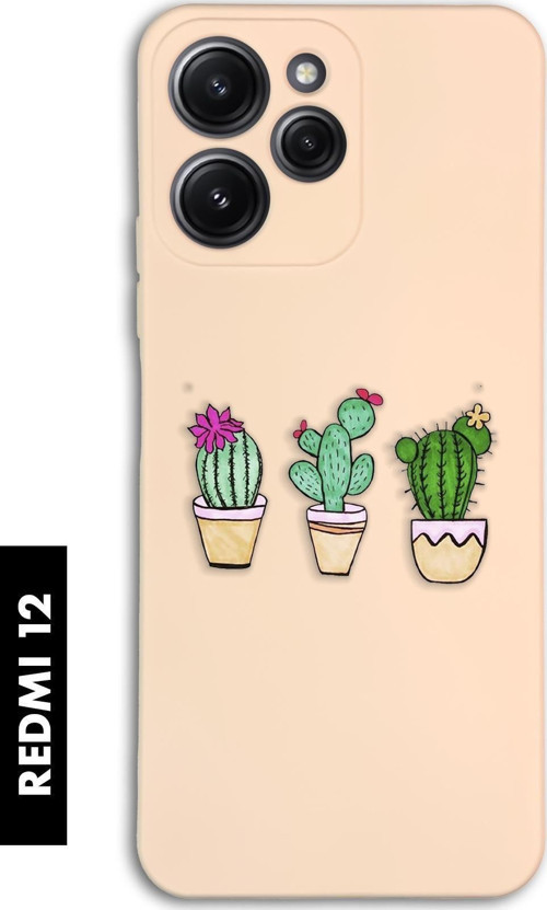 Xiaomi Redmi 12 Uyumlu Üçlü Kaktüs Desenli Premium Silikonlu Lansman Telefon Kılıfı