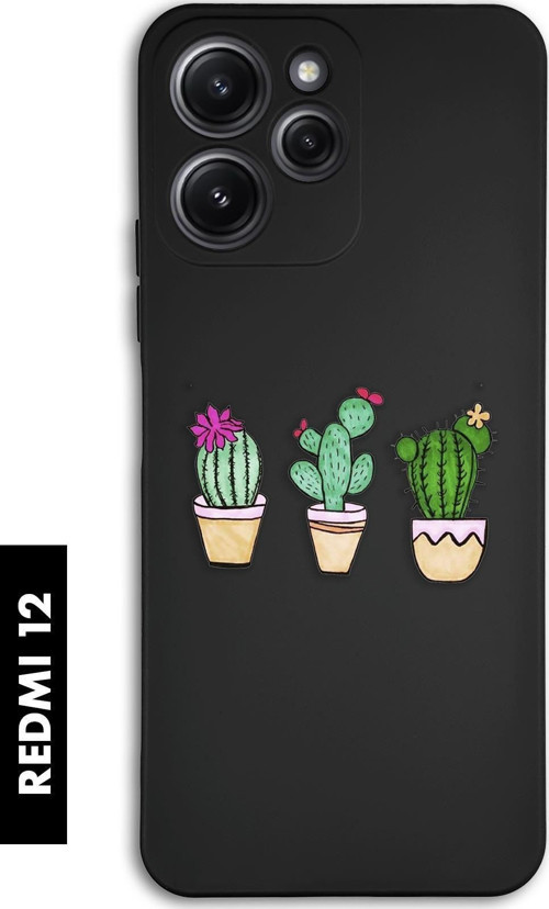 Xiaomi Redmi 12 Uyumlu Üçlü Kaktüs Desenli Premium Silikonlu Lansman Telefon Kılıfı