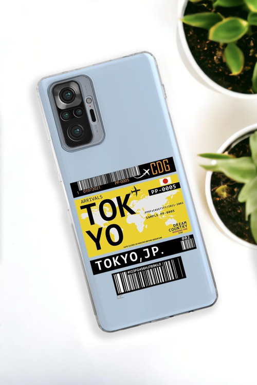 Xiaomi Redmi Note 10 Pro Uyumlu Tokyo Ticket Desenli Premium Silikonlu Şeffaf Telefon Kılıfı