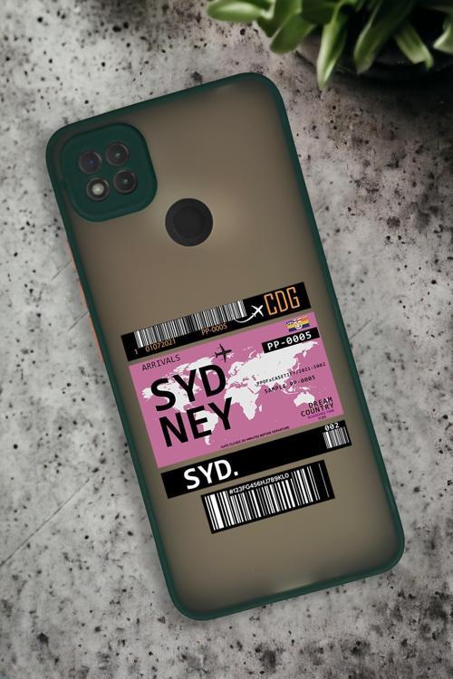 Xiaomi Redmi 9C Uyumlu Sydney Ticket Desenli Buzlu Şeffaf Lüx Telefon Kılıfı