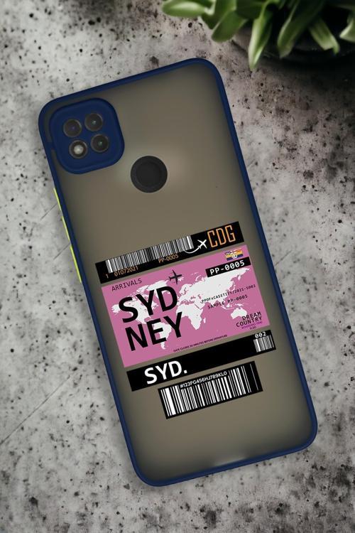 Xiaomi Redmi 9C Uyumlu Sydney Ticket Desenli Buzlu Şeffaf Lüx Telefon Kılıfı